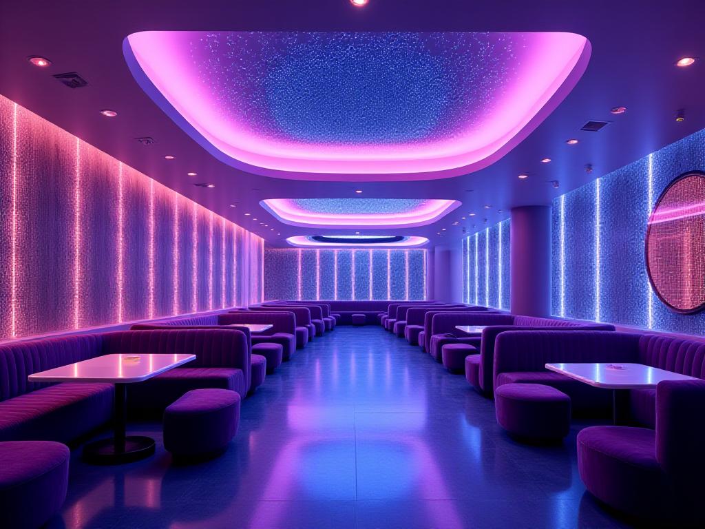 The interior of the Nebula Lounge featuring cosmic lighting
